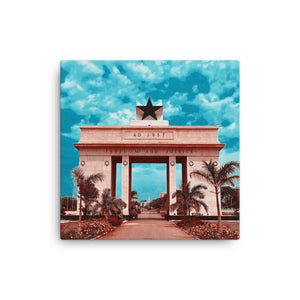 Black Star Square photo canvas by Ghanaian multi discipline artist Kay-Ara.  The power in the blue skies illustrates the legacy left by Ghana's first President, Dr. Kwame Nkrumah.
