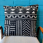 Load image into Gallery viewer, Upcycled Cushion - Black &amp; White Ntoma, Ankara | Recycled, Home, Decor, Hand Made, African, Living
