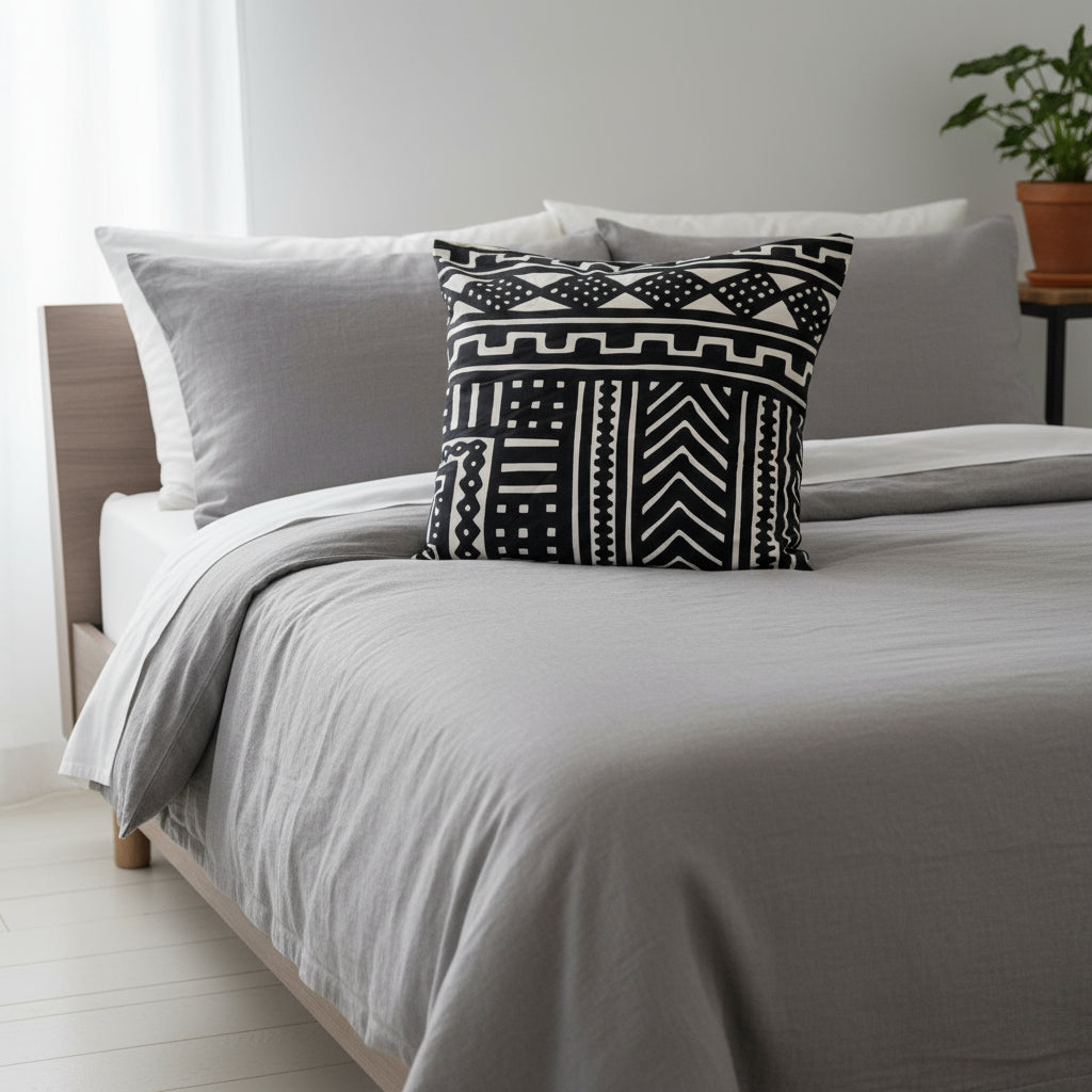 Upcycled Cushion - Black & White Ntoma, Ankara | Recycled, Home, Decor, Hand Made, African, Living