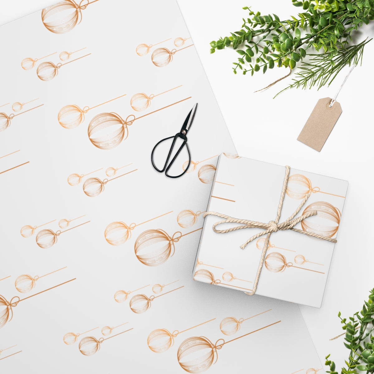 Luxury Gift Wrap - Copper Baubles - Christmas Wrapping Paper