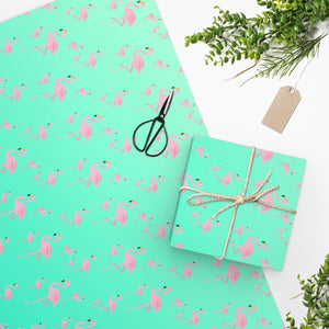 Luxury Gift Wrap - Green Flamingo - Wrapping Paper