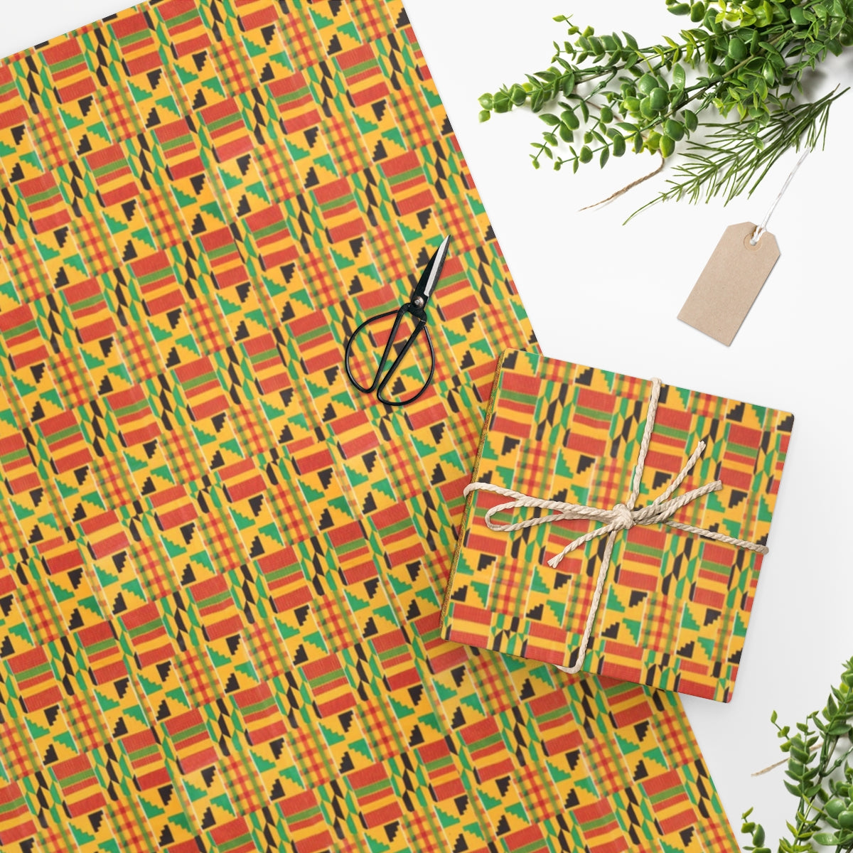 FSC 100% Recycled Gift Wrap - Kente Green - Wrapping Paper – The Copper ...