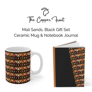 Ceramic Mug & A5 Journal Notebook Set - Mali Sands, Black