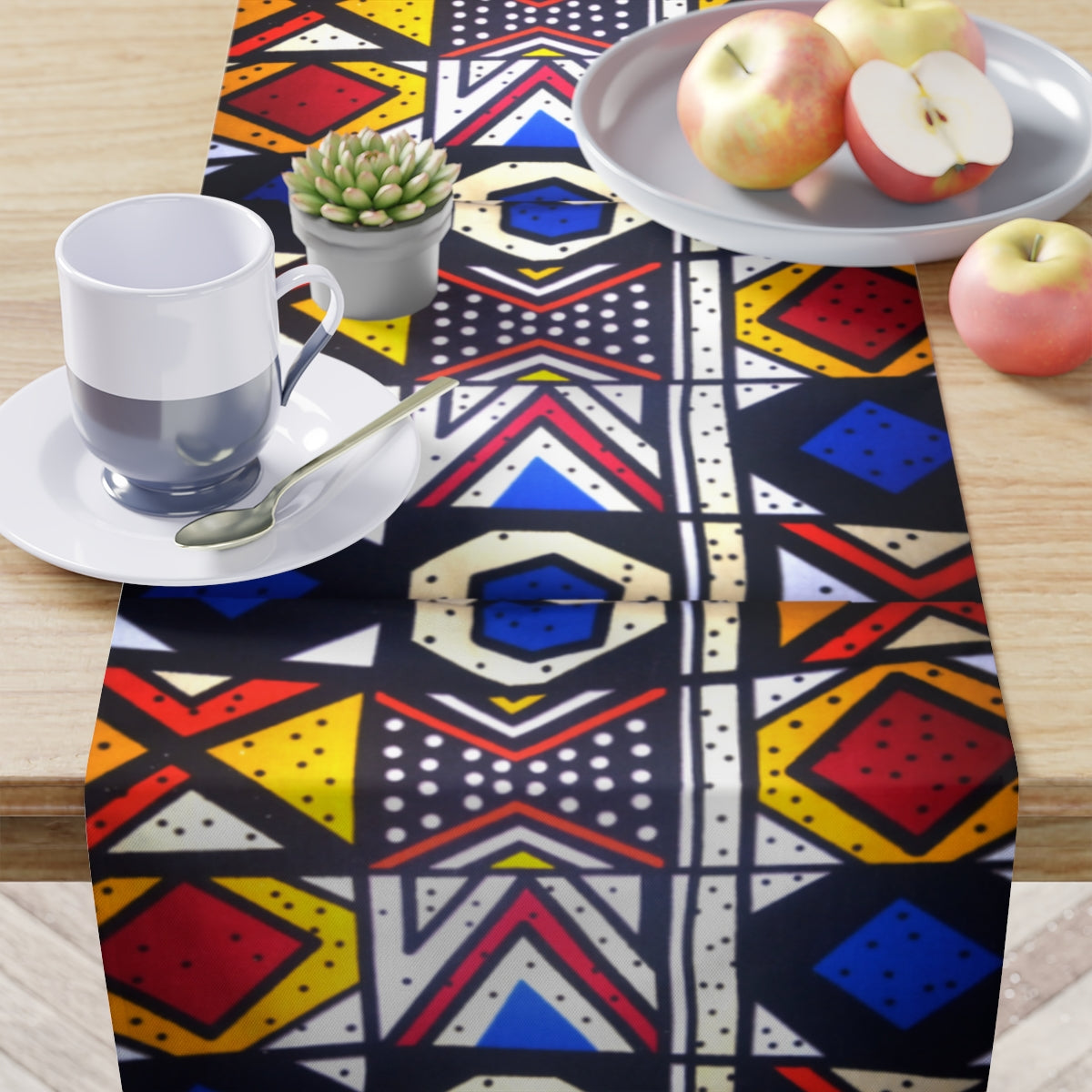 Dining Table Runner & Napkin Set - African Mud Cloth, Neon | Ntoma, Ankara