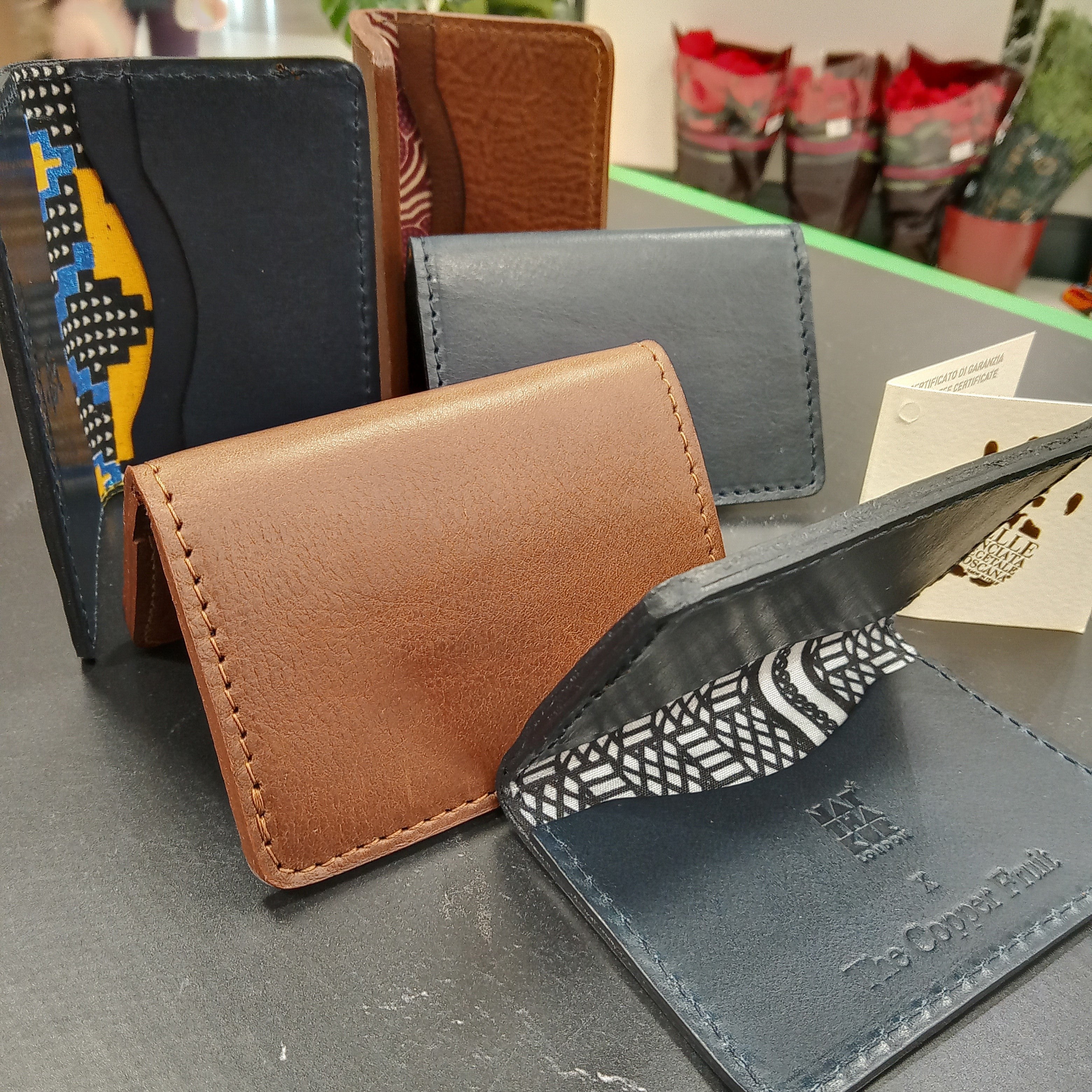Upcycled Zero Waste Leather Card Wallet - Handmade | NatThakur Collaboration, Various Ntoma/Ankara Designs