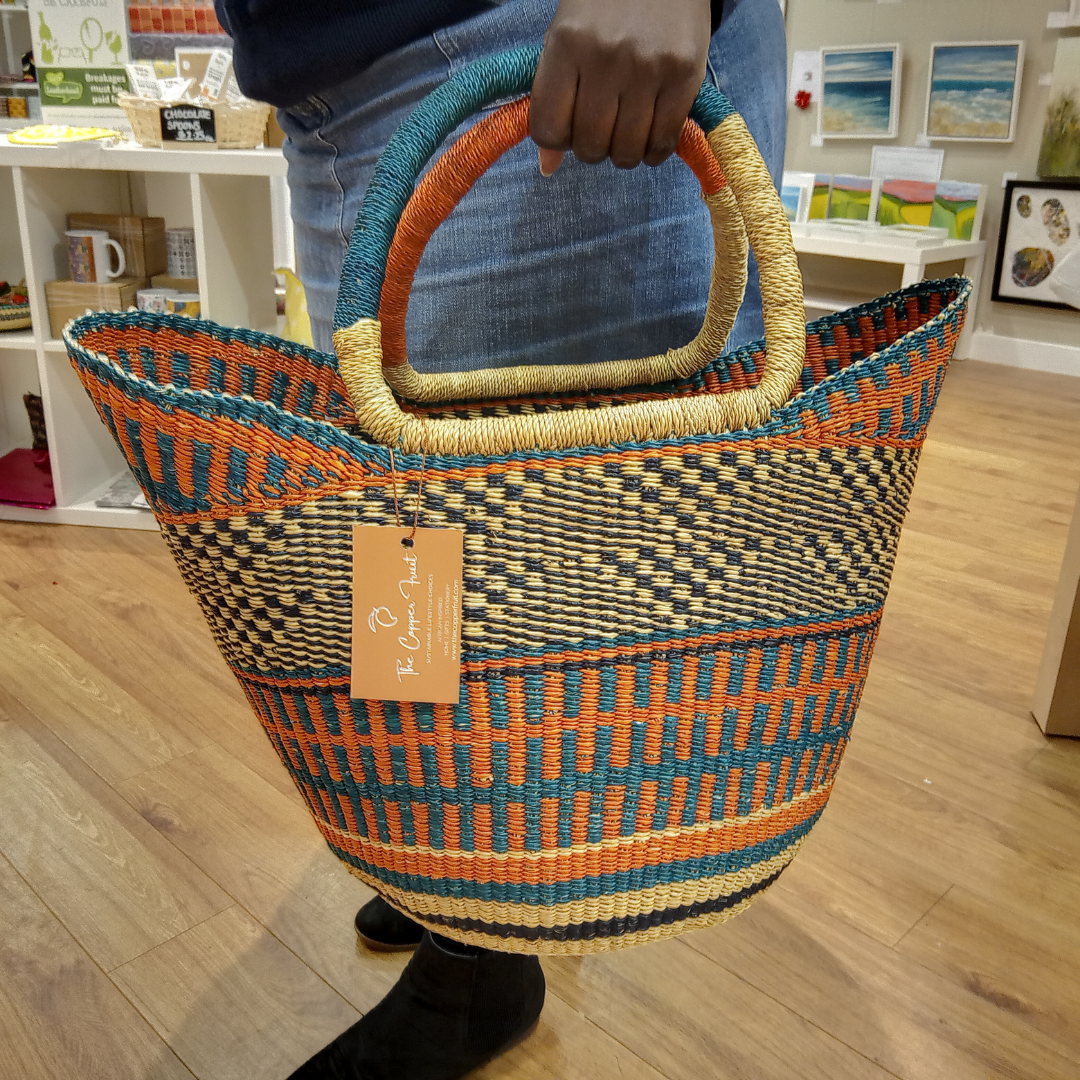 Bolga U Shopper Basket | Hand Woven, Eco Friendly