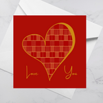 Load image into Gallery viewer, Eco Friendly FSC Certified Greeting Card – Love You, Ewe Kete Red | Blank Inside, Kente
