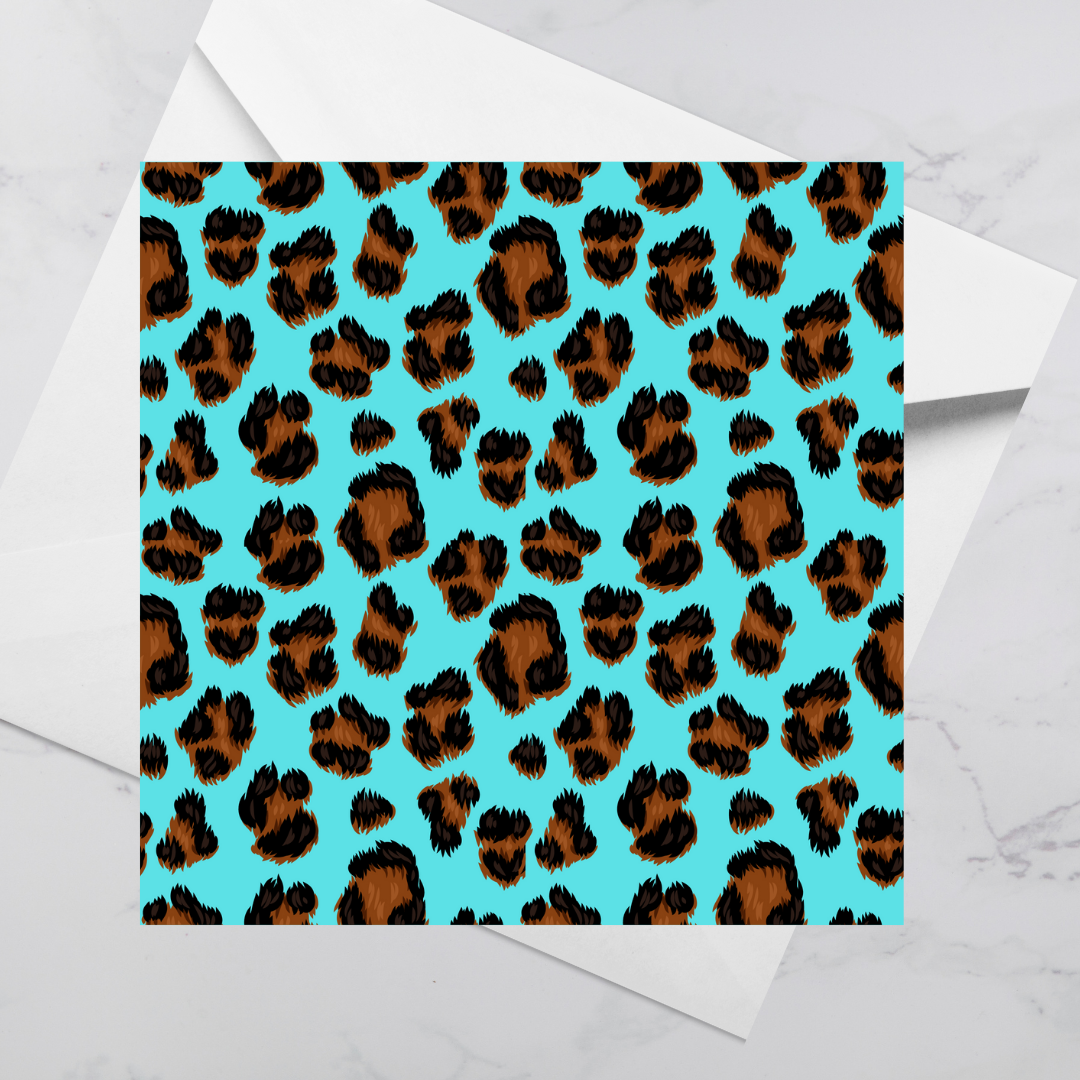 Luxury Greeting Card - Blue Leopard | Blank Inside.