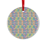 Load image into Gallery viewer, Round Ceramic Ornament - Kente Blue | Decorative Tree Bauble
