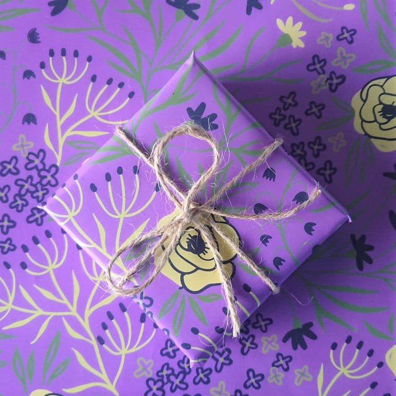 Luxury Gift Wrap - Purple Floral - Wrapping Paper