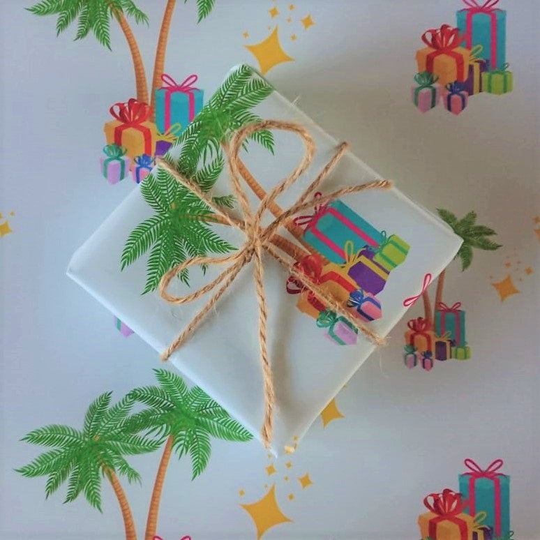 Luxury Gift Wrap - Gift Palm Oasis - Christmas, Kids Wrapping Paper