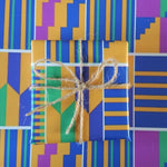 Load image into Gallery viewer, Luxury Greeting Card &amp; Gift Wrap Set - Kente Blue | Blank Inside.
