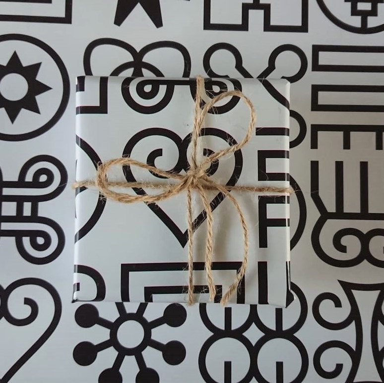 Luxury Greeting Card & Gift Wrap Set - Adinkra | Blank Inside
