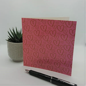 Luxury Greeting Card - Pink Hearts | Blank Inside
