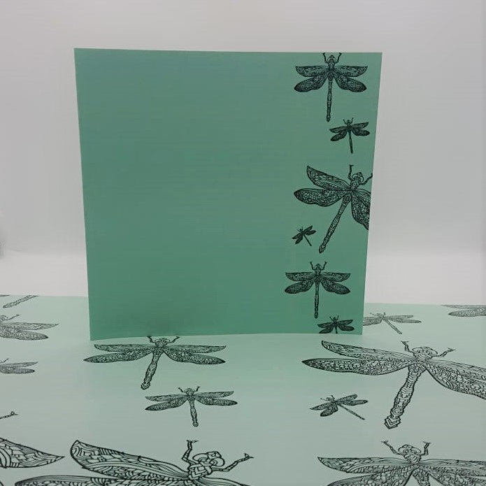 Luxury Greeting Card & Gift Wrap Set - Dragonfly | Blank Inside.