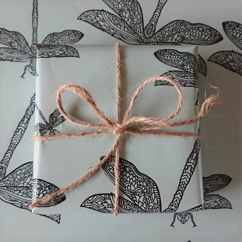Luxury Greeting Card & Gift Wrap Set - Dragonfly | Blank Inside.