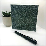 Load image into Gallery viewer, Luxury Greeting Card &amp; Gift Wrap Set - Grey Hearts | Blank Inside
