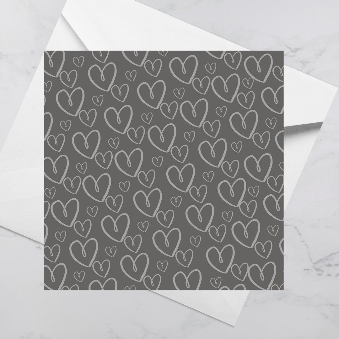 Luxury Greeting Card - Grey Hearts | Blank Inside